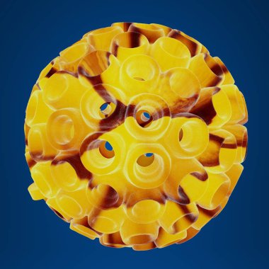 Mavi arka planda soyut şekiller ile renkli 3D illüstrasyon