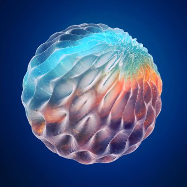 Mavi arka planda soyut şekiller ile renkli 3D illüstrasyon