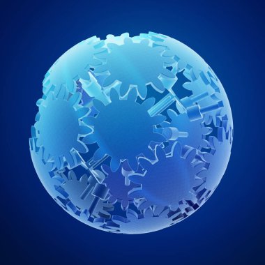 Mavi arka planda soyut şekiller ile renkli 3D illüstrasyon