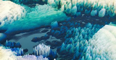 Soyut fantezi manzara yükseklik küpleri yapılmış