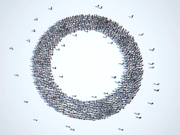 白で隔離された円の形をした大きなグループ — ストック写真