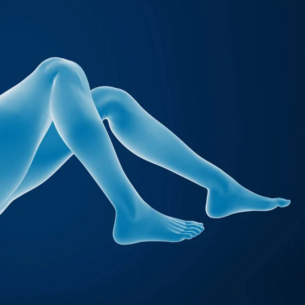 Rendering Piedi Femminili Sfondo Blu — Foto Stock