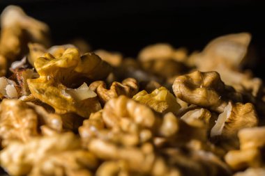 Ceviz deseninin kapatılması, gıda arka planı