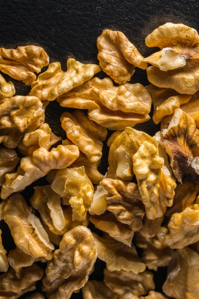 Closeup of walnuts pattern, food background