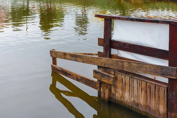 Trä Ponton Stranden Dagtid — Stockfoto