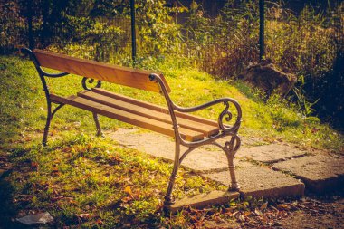 Parktaki ahşap bank 