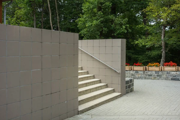 Betonnen Trap Met Een Grote Muur — Stockfoto