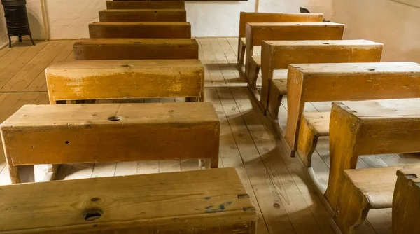 Vintage Wooden Tables Village School — Stock Photo, Image
