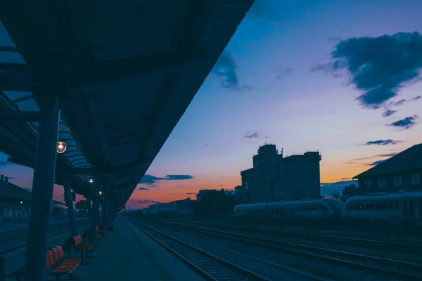 Estación Tren Amanecer — Foto de Stock
