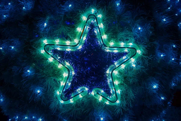 Рождественские Огни Форме Звезды Крупным Планом — стоковое фото