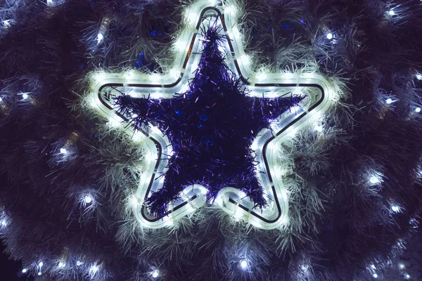 Рождественские Огни Форме Звезды Крупным Планом — стоковое фото