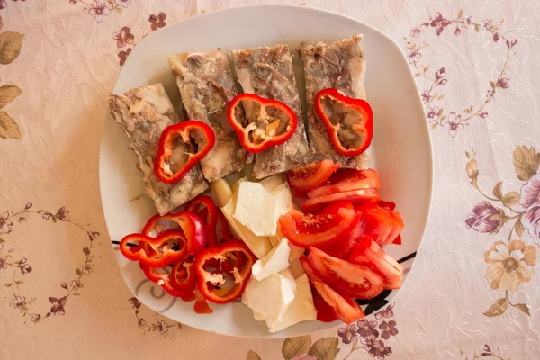 Bovenaanzicht Van Bord Met Traditionele Roemeense Gerechten — Stockfoto