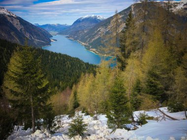 Scenic of mountains lake at daytime 