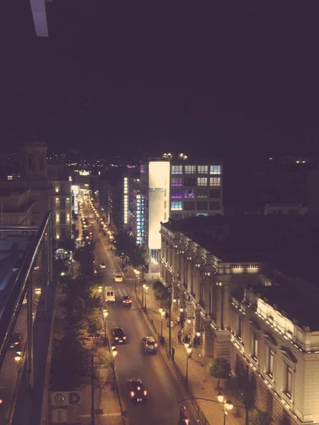 Городской Трафик Современная Городская Архитектура Ночной Вид — стоковое фото