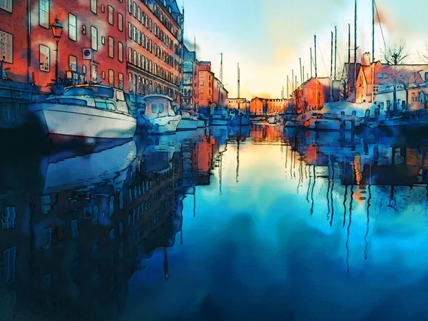 Akvarellfärg Med Byggnader Venedig — Stockfoto