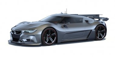 Markasız, jenerik konsept bir arabanın 3 boyutlu çizimi