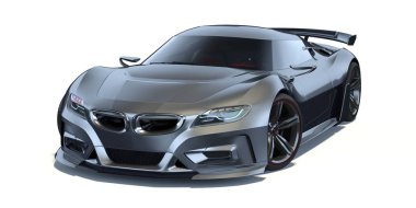 Markasız, jenerik konsept bir arabanın 3 boyutlu çizimi