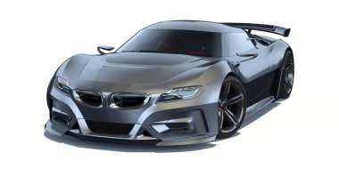 Markasız, jenerik konsept bir arabanın 3 boyutlu çizimi