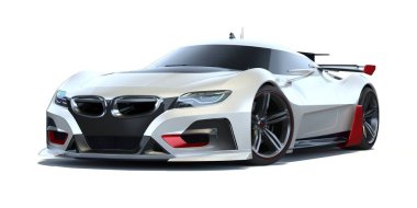 Markasız, jenerik konsept bir arabanın 3 boyutlu çizimi