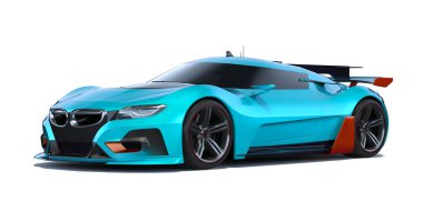 Markasız, jenerik konsept bir arabanın 3 boyutlu çizimi