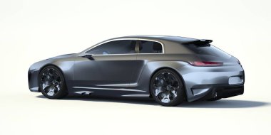 Stüdyo ortamında markasız, jenerik konsept bir arabanın 3 boyutlu çizimi