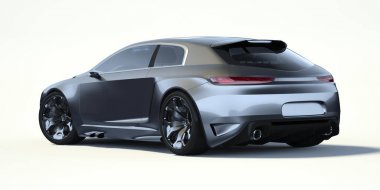 Stüdyo ortamında markasız, jenerik konsept bir arabanın 3 boyutlu çizimi