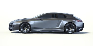 Stüdyo ortamında markasız, jenerik konsept bir arabanın 3 boyutlu çizimi