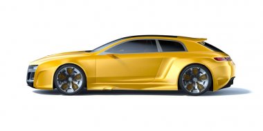 Markasız, jenerik konsept bir arabanın 3 boyutlu çizimi