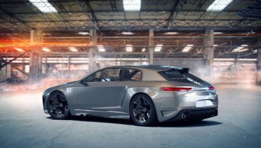 Markasız, jenerik konsept bir arabanın 3 boyutlu çizimi