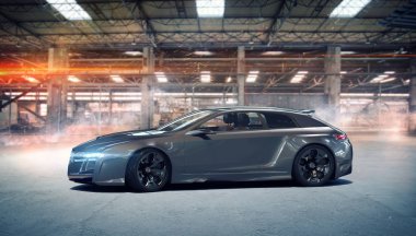 Markasız, jenerik konsept bir arabanın 3 boyutlu çizimi