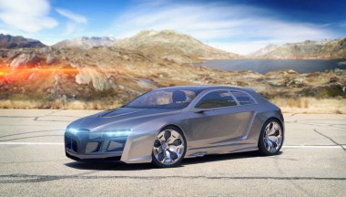 Markasız, jenerik konsept bir arabanın 3 boyutlu çizimi