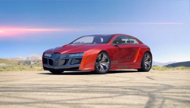 Markasız, jenerik konsept bir arabanın 3 boyutlu çizimi