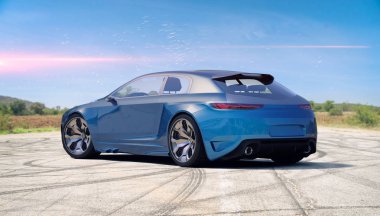 Markasız, jenerik konsept bir arabanın 3 boyutlu çizimi