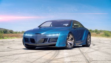 Markasız, jenerik konsept bir arabanın 3 boyutlu çizimi