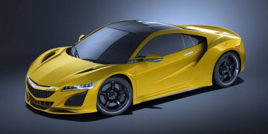 Markasız, jenerik konsept bir arabanın 3 boyutlu çizimi