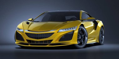 Markasız, jenerik konsept bir arabanın 3 boyutlu çizimi