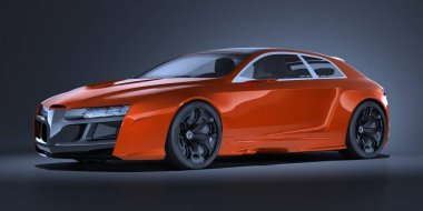 Markasız, jenerik konsept bir arabanın 3 boyutlu çizimi