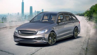 Markasız, jenerik konsept bir arabanın 3 boyutlu çizimi