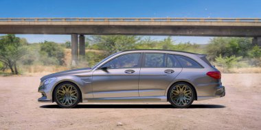 Markasız, jenerik konsept bir arabanın 3 boyutlu çizimi