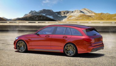 Markasız, jenerik konsept bir arabanın 3 boyutlu çizimi