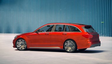 Markasız, jenerik konsept bir arabanın 3 boyutlu çizimi