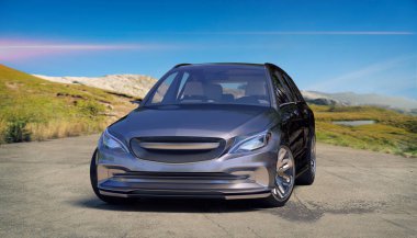 Markasız, jenerik konsept bir arabanın 3 boyutlu çizimi