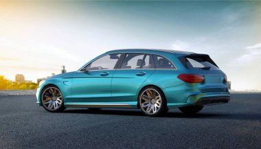 Markasız, jenerik konsept bir arabanın 3 boyutlu çizimi