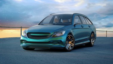 Markasız, jenerik konsept bir arabanın 3 boyutlu çizimi