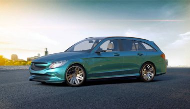 Markasız, jenerik konsept bir arabanın 3 boyutlu çizimi