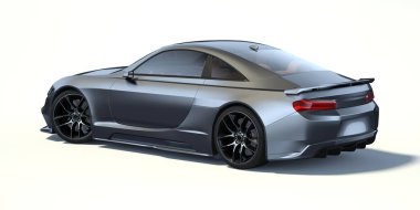 Stüdyo ortamında markasız, jenerik konsept bir arabanın 3 boyutlu çizimi