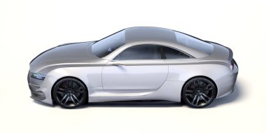 Stüdyo ortamında markasız, jenerik konsept bir arabanın 3 boyutlu çizimi