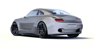 Stüdyo ortamında markasız, jenerik konsept bir arabanın 3 boyutlu çizimi