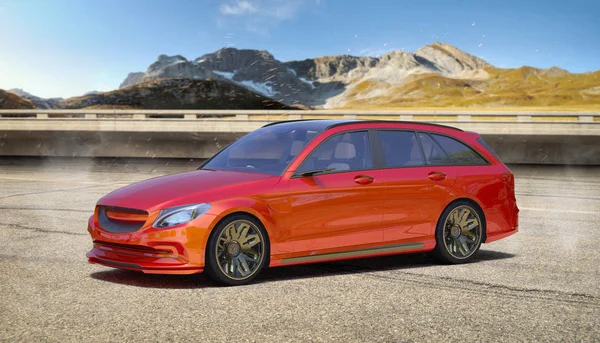 Markasız, jenerik konsept bir arabanın 3 boyutlu çizimi