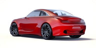 Stüdyo ortamında markasız, jenerik konsept bir arabanın 3 boyutlu çizimi